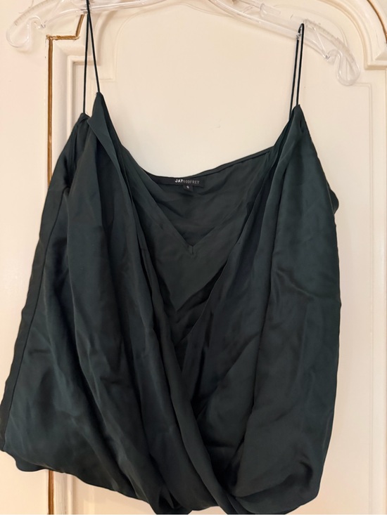 JAYGODFREY Tops - JAYGODFREY Dark Green Satin Draped Cowl Neck Camisole size 6